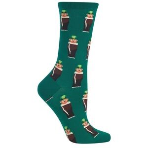Hot Sox NWT Women’s Green Leprechaun Guinness Beer Pint Socks shoe Size 4-10.5